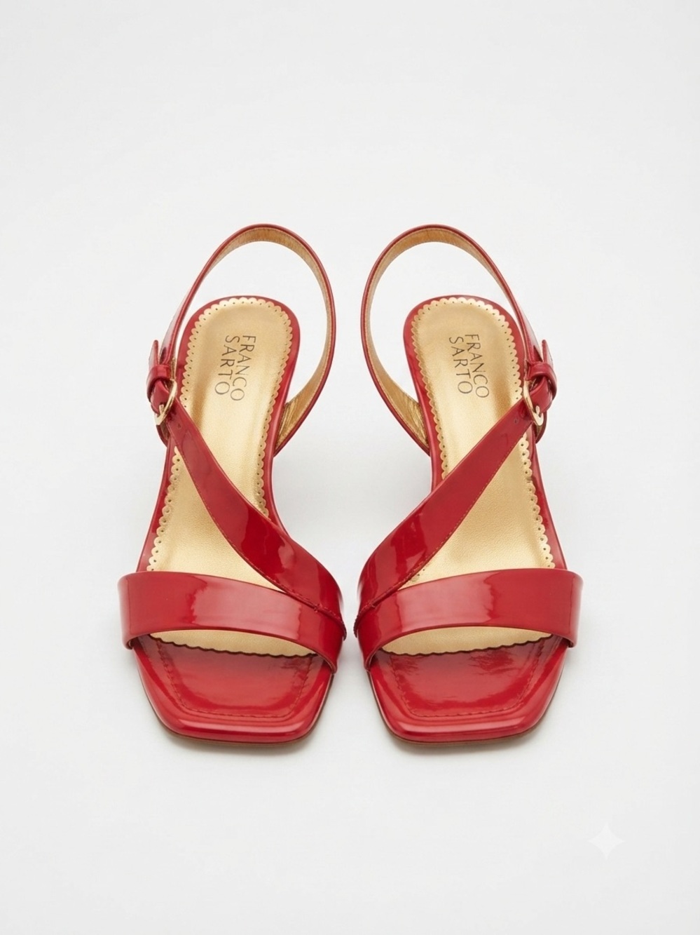 Franco Sarto Glossy Red Patent Square-Toe Slingbacks size 7